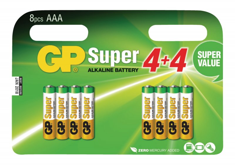 Alkalická Baterie AAA 1.5 V Super 8-Propagační Blistr - obrázek produktu