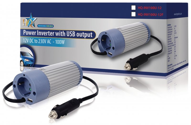 Měnič Modifikovaná sinusoida 12 VDC - AC 230 V 100 W F (CEE 7/3) / USB - obrázek č. 1