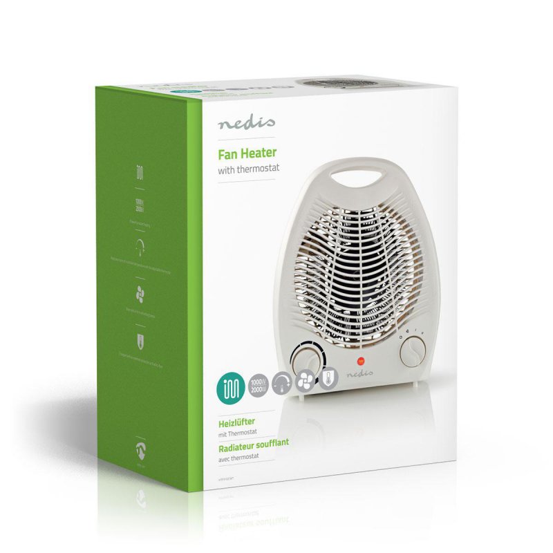 Horkovzdušný Ventilátor | 1000 / 2000 W | Nastavitelný termostat | Počet úrovní nastavení vytápění: 2 | Integrované úchyty | Bíl - obrázek č. 4