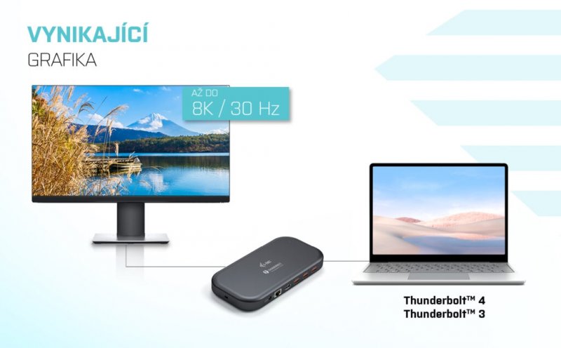 i-tec Thunderbolt 3 Dual 4K Docking Station, Power Delivery 60W + videoadaptér USB-C/ DP (1.5m) - obrázek č. 4
