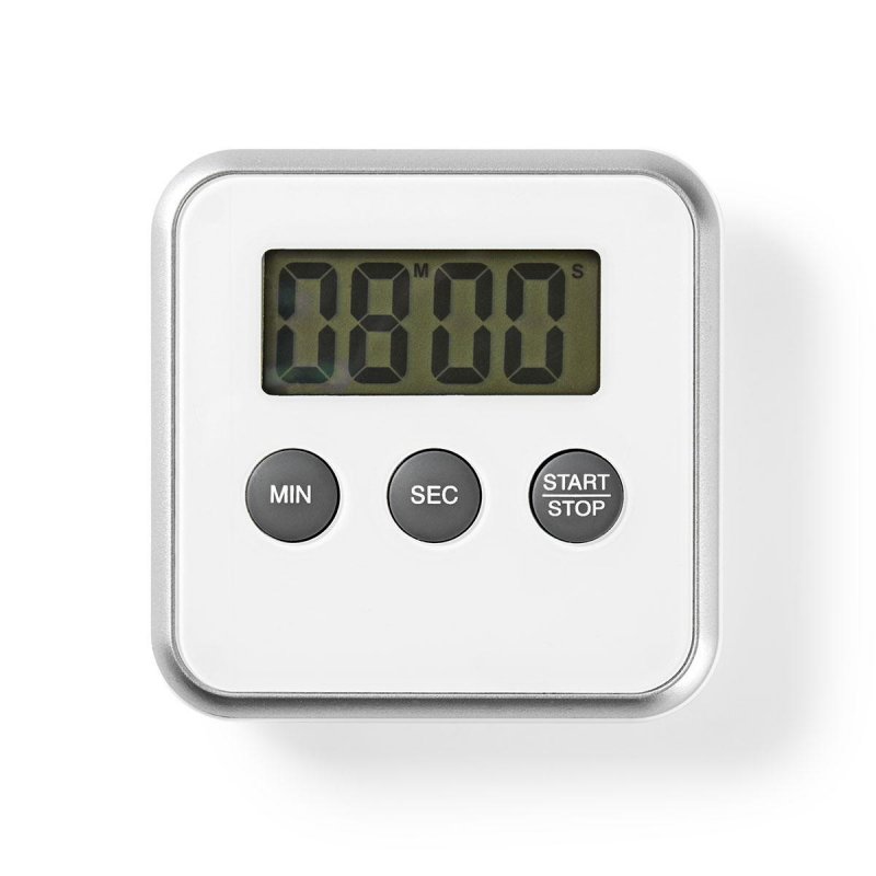 Kuchyňská minutka | Digitální displej | Požadované baterie (nejsou součástí balení): 1x AAA | Bílá / Stříbrná - obrázek č. 3