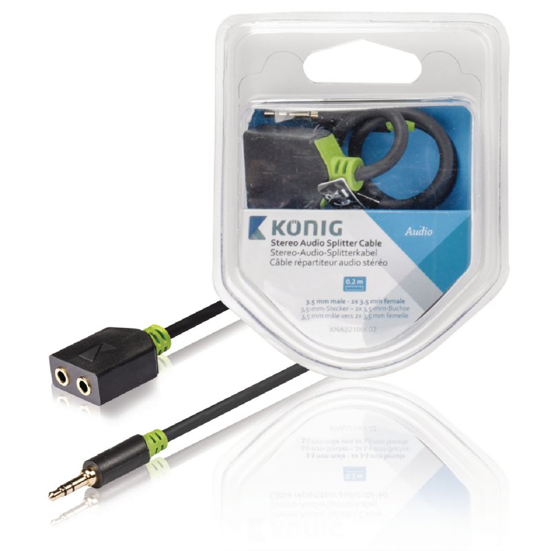 Stereo Audio Kabel 3.5mm Zástrčka - 2x 3.5mm Zásuvka 0.20 m Antracit - obrázek produktu