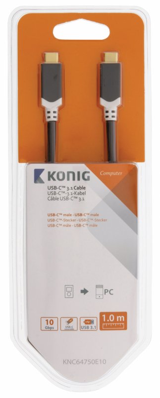 Kabel USB 3.0 USB-C Zástrčka - USB-C Zástrčka 1.00 m Antracit GEN 2 (10 Gbps) - obrázek č. 3