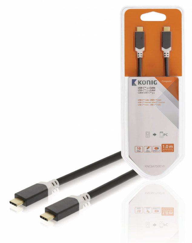 Kabel USB 3.0 USB-C Zástrčka - USB-C Zástrčka 1.00 m Antracit GEN 2 (10 Gbps) - obrázek produktu