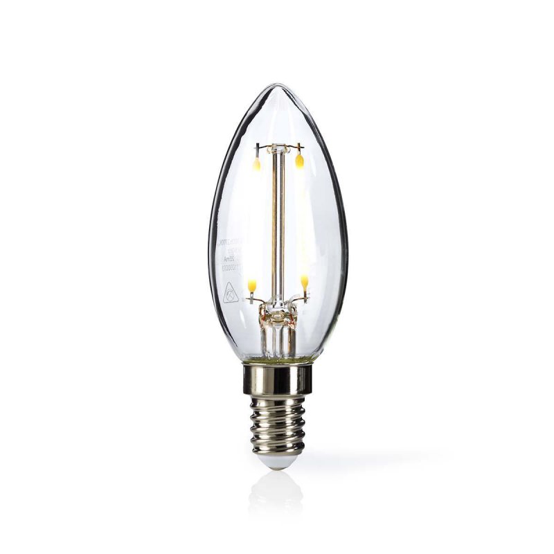 LED žárovka E14 | Svíčka | 2.5 W | 250 lm | 2700 K | Teplá Bílá | Retro styl | Počet žárovek v balení: 1 kusů | Jasné - obrázek produktu