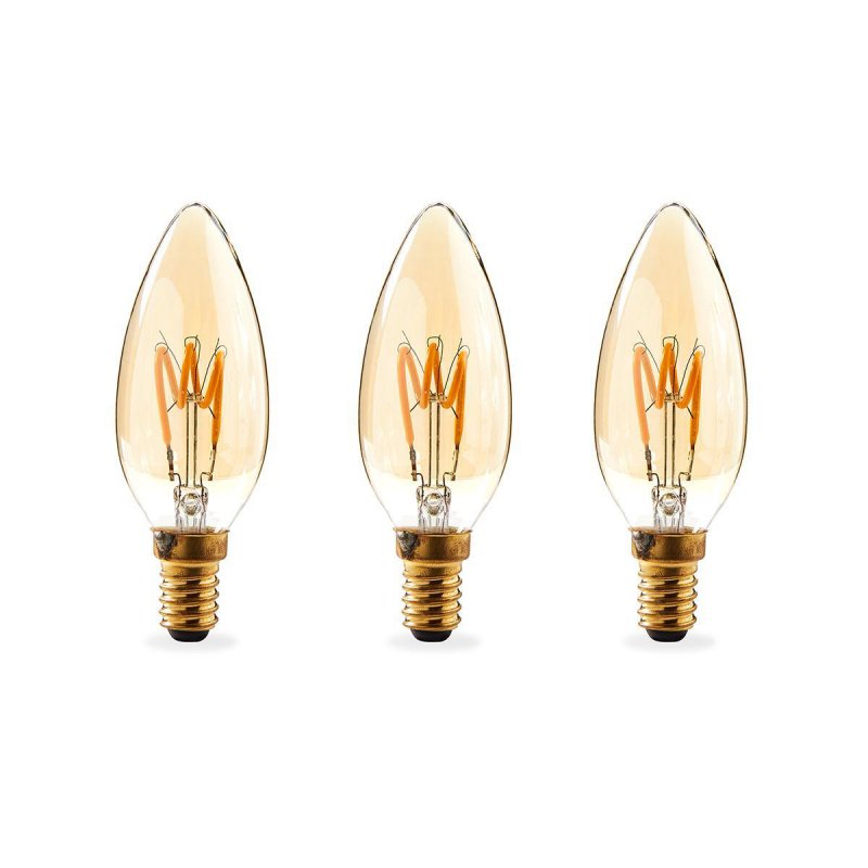 LED žárovka E14 | Svíčka | 3 W | 100 lm | 2000 K | Stmívatelné | Teplá Bílá | Retro styl | 3 kusů | Zlatá - obrázek produktu