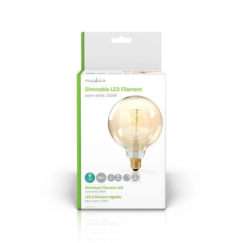 LED žárovka E27 | G125 | 5 W | 260 lm | 2000 K | Teplá Bílá | Retro styl | Počet žárovek v balení: 1 ks - obrázek č. 1