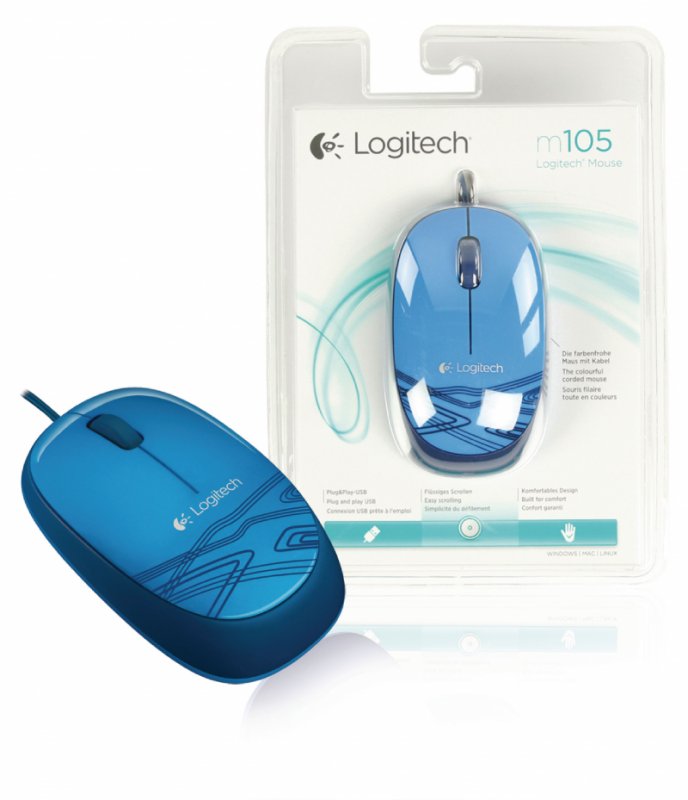 Drátová Myš Stolní 3 Tlačítka Modrá - obrázek produktu