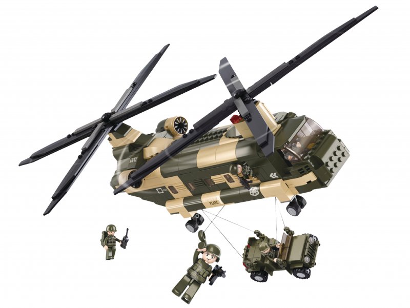 Stavebnicové Kostky Army Serie Transportní Helikoptéra - obrázek produktu