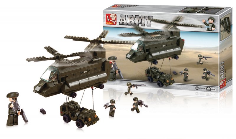 Stavebnicové Kostky Army Serie Transportní Helikoptéra - obrázek č. 1