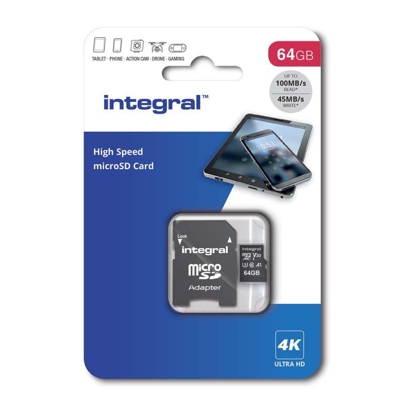 64 GB vysokorychlostní paměťová karta microSDHC/XC V30 UHS-I U3 MSDX64G100V30 - obrázek č. 1