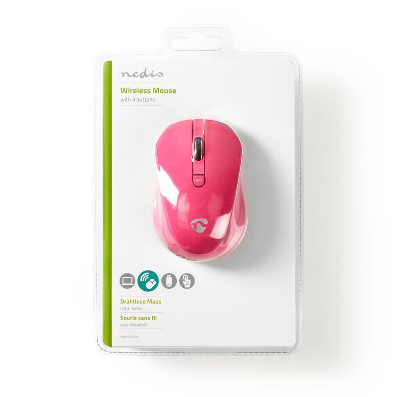 Bezdrátová myš | 800 / 1200 / 1600 dpi | 3 tlačítka | Růžová - obrázek č. 6