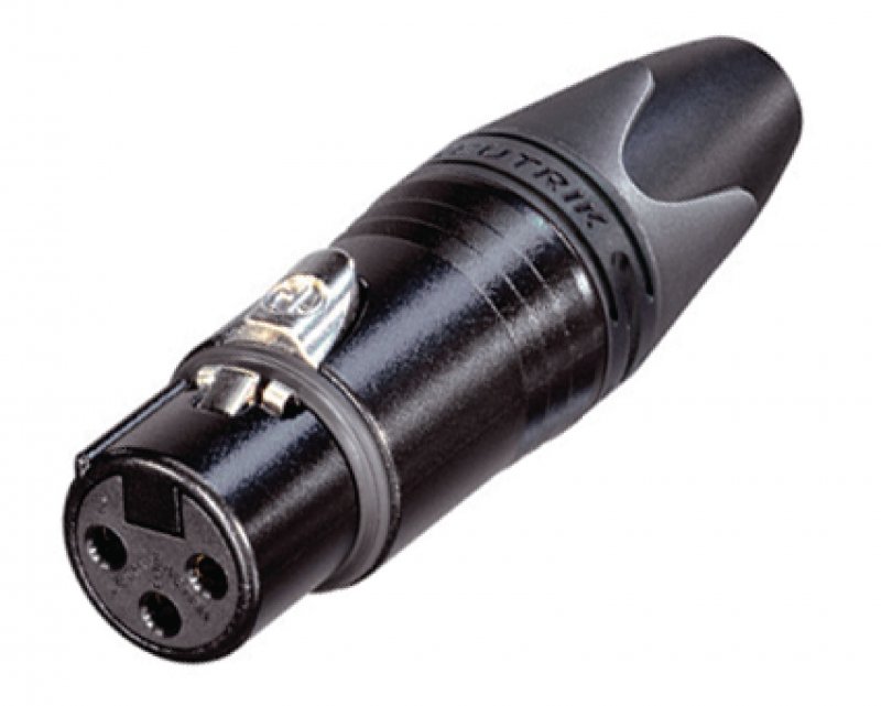 3pólový konektor kabelu samice s černým kovovým pouzdrem a stříbrnými kontakty NTR-NC3FXX-BAG - obrázek produktu