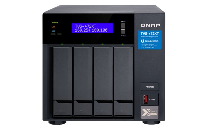 QNAP TVS-472XT-i3-4G (3,1GHz /  4GB RAM /  4x SATA /  2x M.2 NVMe slot /  1x HDMI 4K /  2x Thunderbolt 3) - obrázek produktu