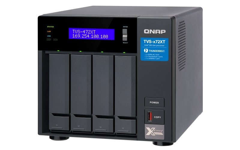 QNAP TVS-472XT-i5-4G (6core 3,3GHz, 4GB RAM, 4xSATA, 2xM.2 NVMe, 2x1GbE, 1x10GbE, 2x Thunderbolt 3) - obrázek produktu