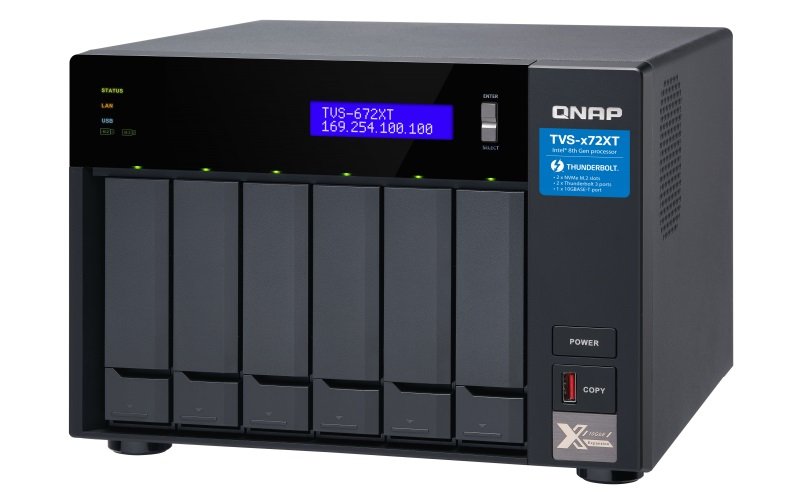 QNAP TVS-672XT-i5-8G (6core 3,3GHz, 8GB RAM, 6xSATA, 2xM.2 NVMe, 2x1GbE, 1x10GbE, 2x Thunderbolt 3) - obrázek produktu