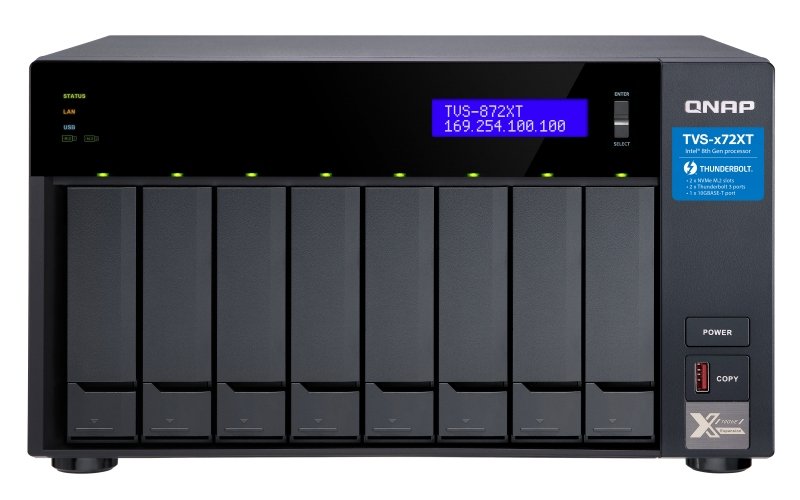 QNAP TVS-872XT-i7-16G (4,0GHz, 16GB RAM, 8x SATA, 2x M.2 NVMe slot, 1x HDMI 4K, 2x Thunderbolt 3) - obrázek produktu