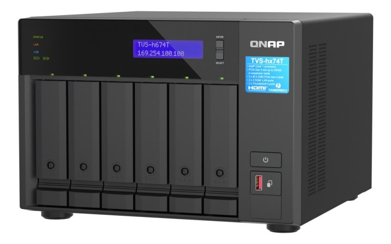 QNAP TVS-h674T-i5-32G (6core, ZFS, 32GB RAM, 6x SATA, 2x M.2 NVMe, 2x 2,5GbE, 2x Thunderbolt 4) - obrázek č. 2