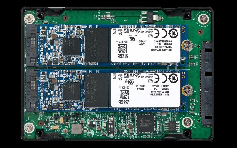 QNAP adaptér QDA-A2MAR (2x M.2 SSD SATA sloty v 2,5" SATA rámečku) - obrázek č. 4