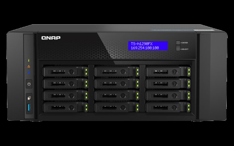 QNAP TS-h1290FX-7232P-64G (AMD EPYC, 64GB ECC RAM, 12x 2,5" U.2, 2x M.2 NVMe, 2x 2,5GbE, 2x 25GbE) - obrázek produktu