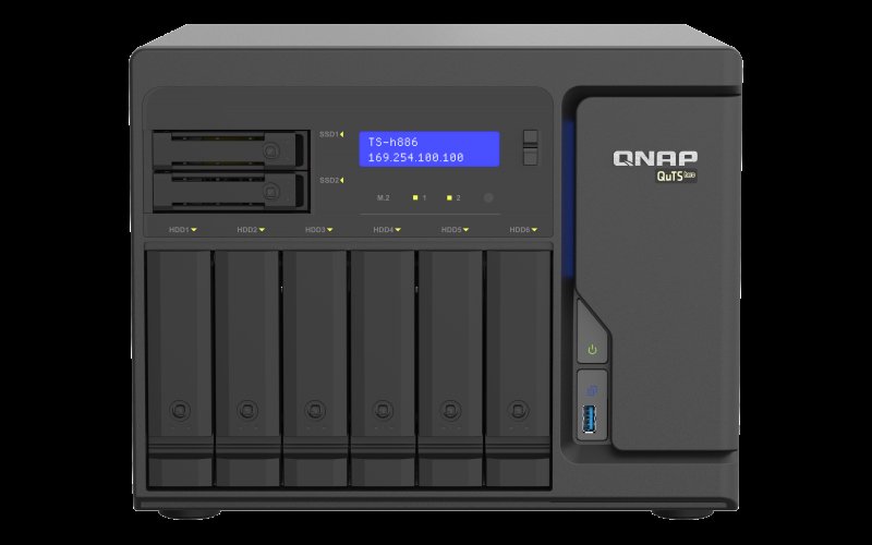 QNAP TS-h886-D1622-16G (Xeon 3,2GHz, ZFS, 16GB ECC RAM, 6x3,5"+2x 2,5", 2xPCIe, 4x2,5GbE,2xM.2 NVMe) - obrázek produktu