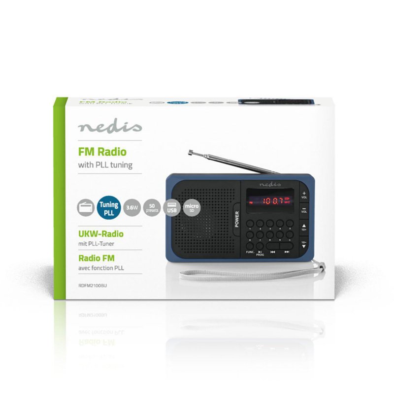 FM Rádio | 3,6 W | Port USB a Slot na microSD kartu | Černá / Modrá - obrázek č. 5