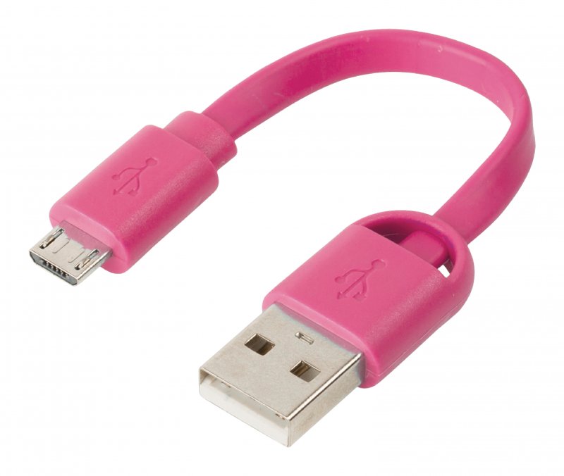 Kabel USB 2.0 USB A Zástrčka - Micro B Zástrčka Plochý 0.06 m Růžová - obrázek č. 1