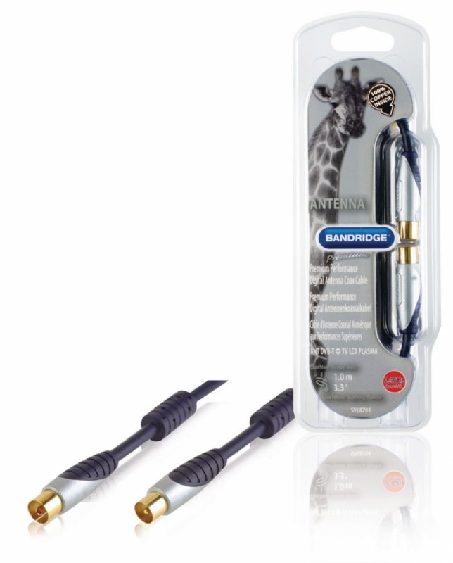 Koaxiální Kabel 120 dB Koax Zástrčka - Koax Zásuvka 1.00 m Modrá - obrázek produktu