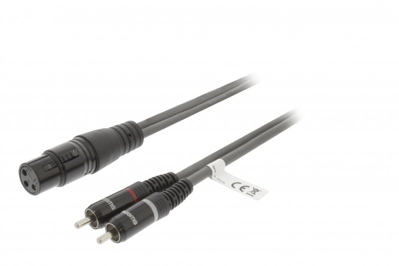 XLR Stereo Kabel XLR 3kolíkový Zásuvka - 2x CINCH Zástrčka 3.0 m Tmavě Šedá - obrázek produktu