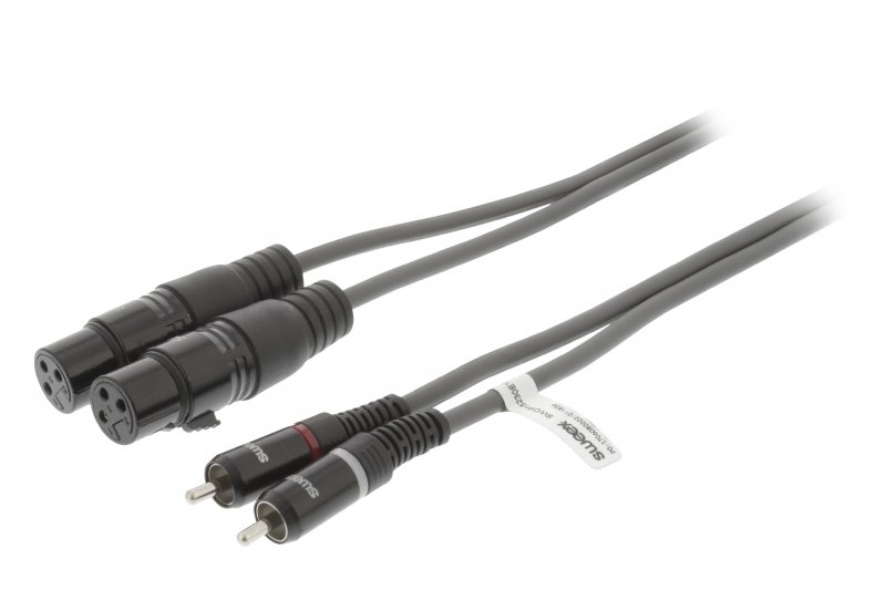 XLR Stereo Kabel 2x XLR 3kolíkový Zásuvka - 2x CINCH Zástrčka 1.5 m Tmavě Šedá - obrázek produktu