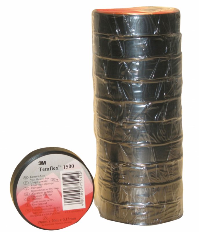 Vinylová elektroizolační páska Temflex™ 1500 15 mm x 10 m Černá - obrázek produktu
