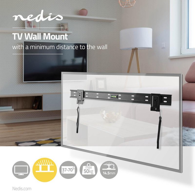 Nástěnný TV Držák Fixní | 37-70 " | Maximální podporovaná hmotnost obrazovky: 50 kg | Minimální vzdálenost od stěny: 14.5 mm | O - obrázek č. 1