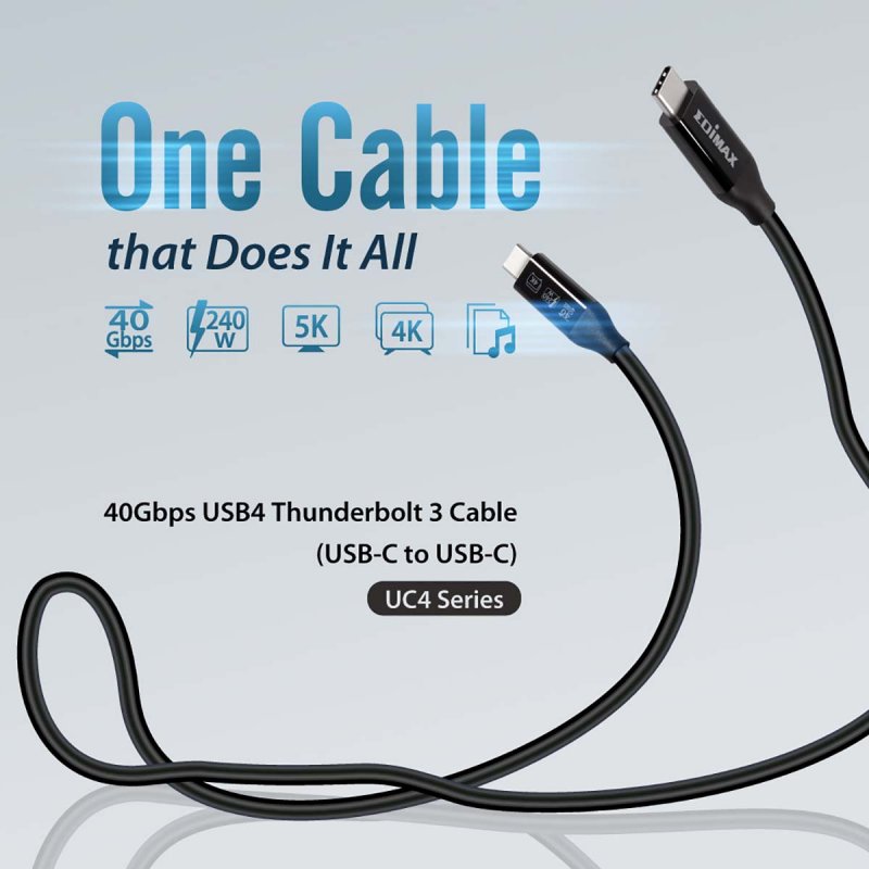 USB4/Thunderbolt3 Cable, 40G, 2 meter, Type C to Type C UC4-020TP - obrázek č. 3