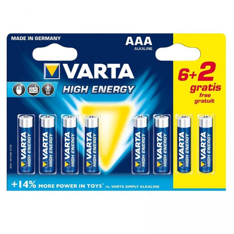 Alkalická Baterie AAA 1.5 V High Energy 8-Propagační Blistr VARTA-4903SO - obrázek produktu