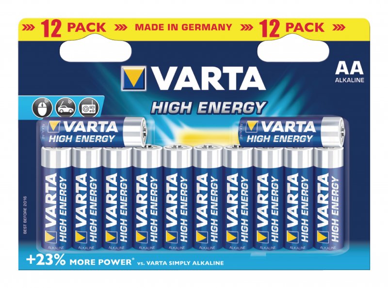 Alkalická Baterie AA 1.5 V High Energy 12-Balíček VARTA-4906-12B - obrázek produktu