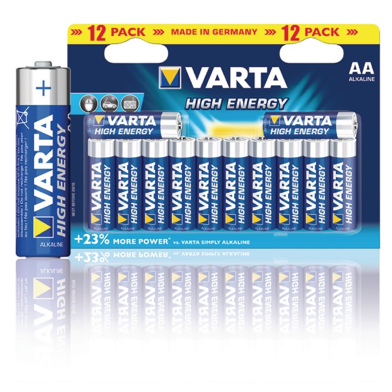 Alkalická Baterie AA 1.5 V High Energy 12-Balíček VARTA-4906-12B - obrázek č. 1