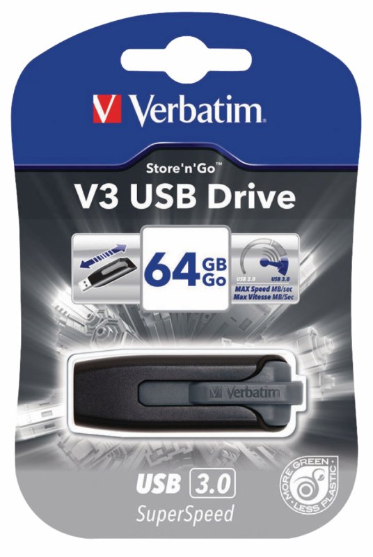 V3 Flash Drive USB 3.0 64GB Černá - obrázek č. 2