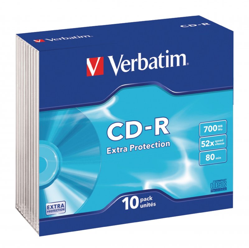 CD-R 52x 700 MB 10 Pack Slim Case Extra Protection - obrázek č. 1