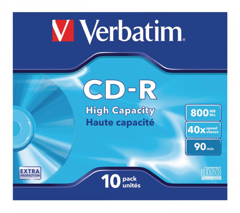 CD-R High Capacity 40x 800MB 10 Pack Jewel Case Extra Protection - obrázek produktu