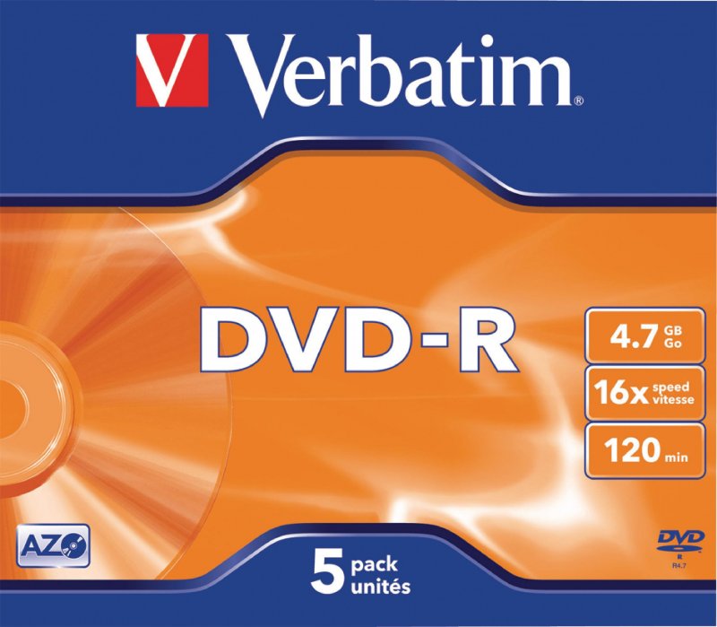DVD-R AZO 16x 4.7GB 5 Pack Jewel Case Matné Stříbro - obrázek produktu