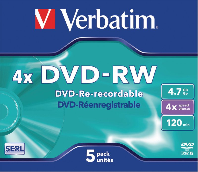 DVD-RW 4x 4.7GB 5 Pack Jewel Case Matné Stříbro - obrázek produktu