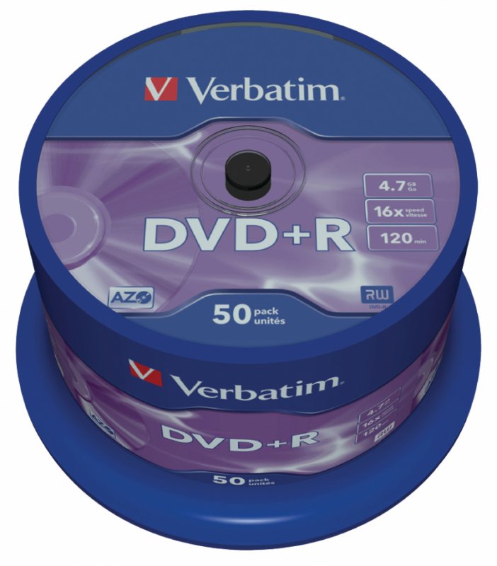 DVD+R AZO 16x 4.7GB 50 Pack Vřeteno Matné Stříbro - obrázek produktu