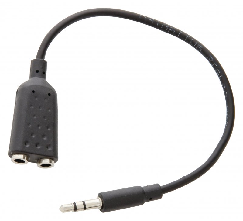 Stereo Audio Kabel 3.5mm Zástrčka - 2x 3.5mm Zásuvka 0.20 m Černá - obrázek produktu