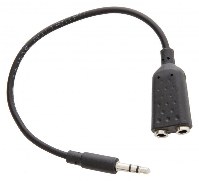 Stereo Audio Kabel 3.5mm Zástrčka - 2x 3.5mm Zásuvka 0.20 m Černá - obrázek č. 1