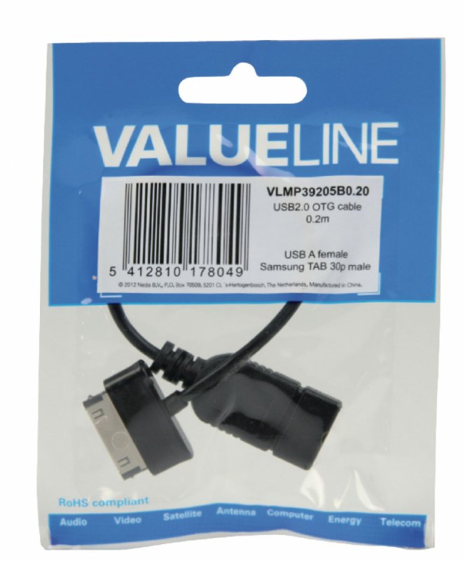 Synchronizační a Nabíjecí Kabel Samsung 30kolíkový Zástrčka - USB A Zásuvka 0.20 m Černá VLMP39205B0.20 - obrázek č. 2