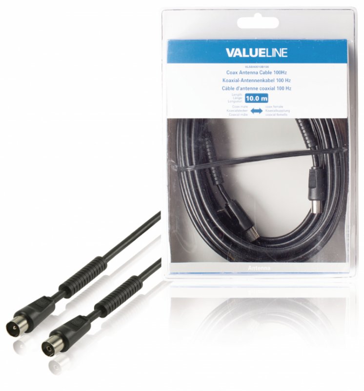 Koaxiální Kabel 100 dB Koax Zástrčka - Koax Zásuvka 10.0 m Černá VLSB40010B100 - obrázek produktu