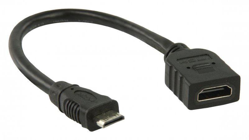 High Speed HDMI Kabel s Ethernetem HDMI Mini Konektor - HDMI Zásuvka 0.20 m Černá - obrázek č. 2