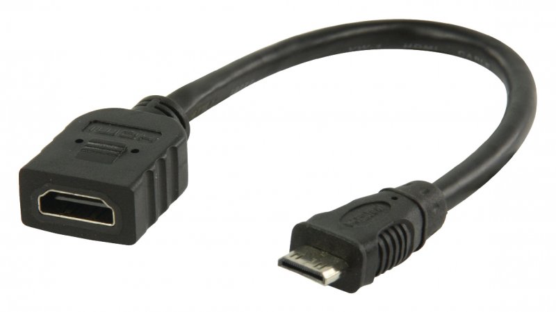 High Speed HDMI Kabel s Ethernetem HDMI Mini Konektor - HDMI Zásuvka 0.20 m Černá - obrázek č. 1