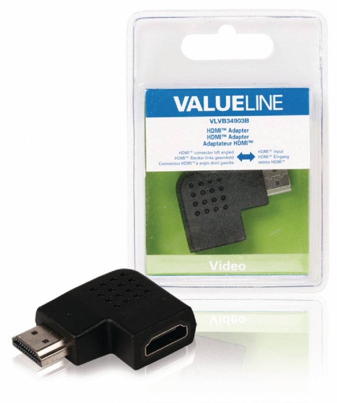Adaptérem High Speed HDMI s Ethernetem Úhlový Levý HDMI Konektor - HDMI Zásuvka Černá VLVB34903B - obrázek produktu