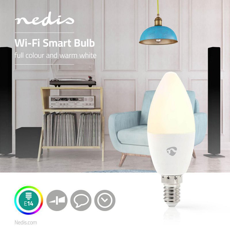 SmartLife Plnobarevná Žárovka | Wi-Fi | E14 | 350 lm | 4.5 W | RGB / Teplá Bílá | 2700 K | Android™ / IOS | Svíčka | 1 kusů - obrázek č. 1
